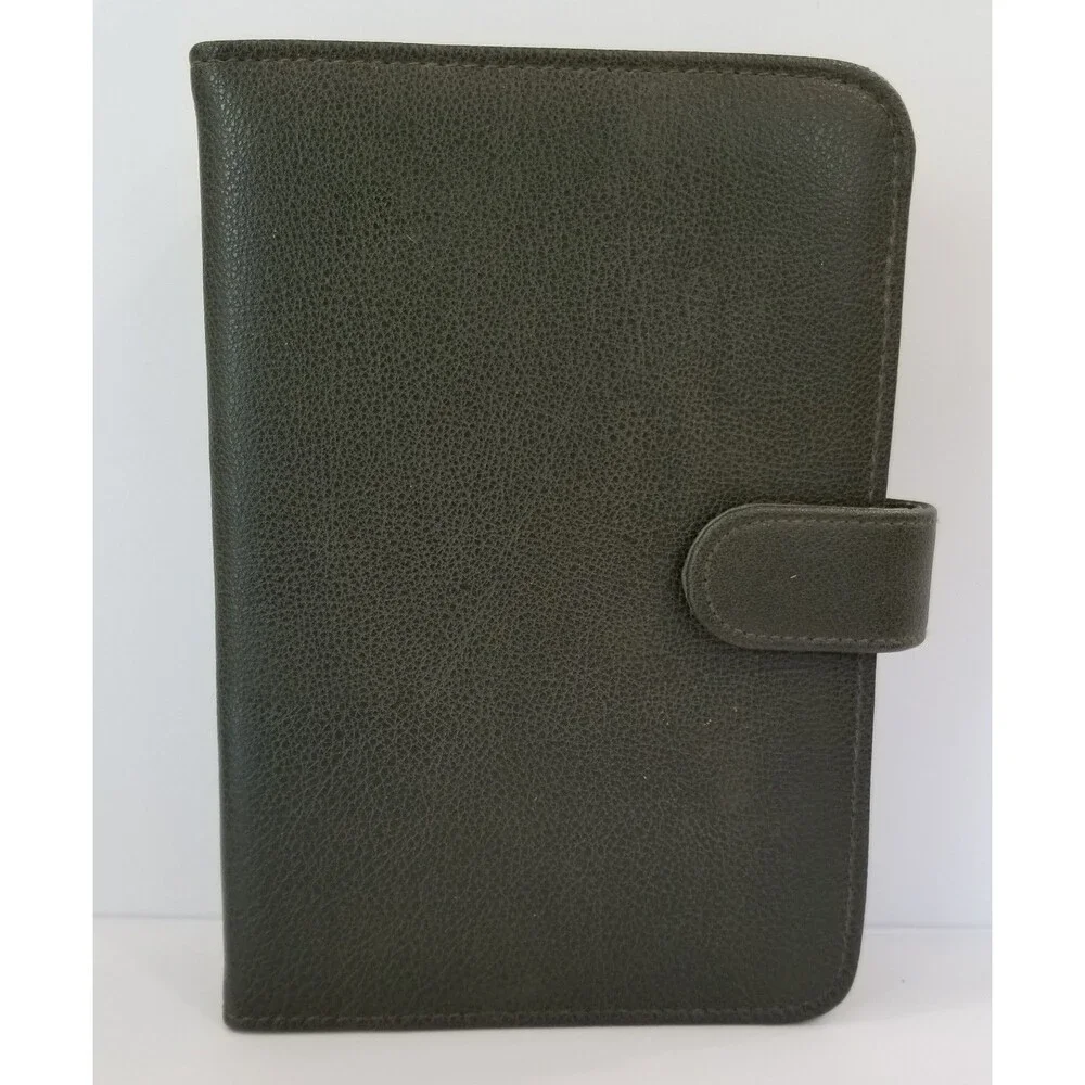 Mundex Dark Green Leather Planner Journal Snap Closure Vintage Unused Like New